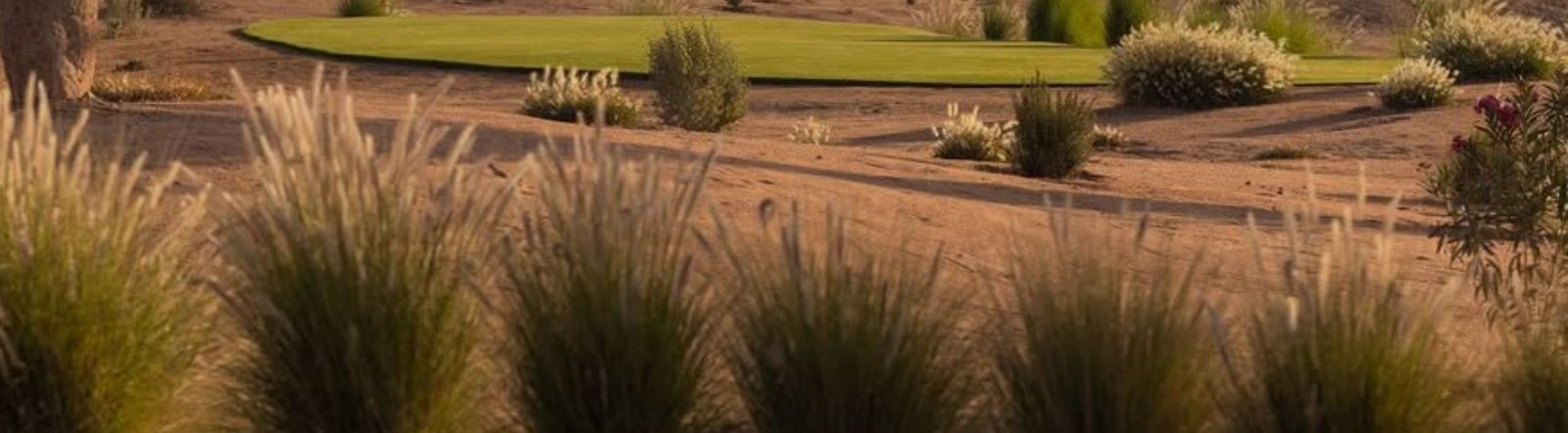 Parcours de golf à Marrakech au coucher du soleil